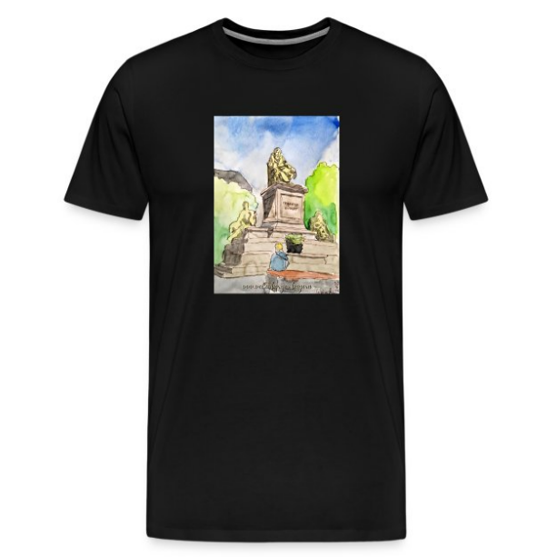 T-Shirt mit Rückertdenkmal Schweinfurt als Brustdruck groß